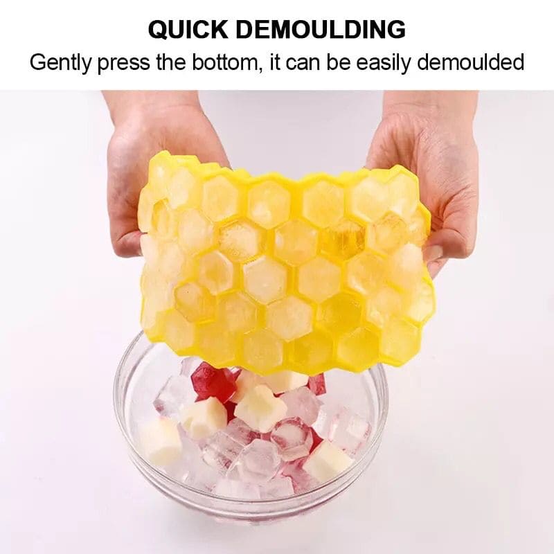 Silicone 37 Cells Hexagonal Honeycomb Shaped Ice Tray, Easy Release Mini Ice Cube Tray With Lid Silicone 37 Cells Hexagonal Honeycomb Shaped Ice Tray, Easy Release Mini Ice Cube Tray With Lid